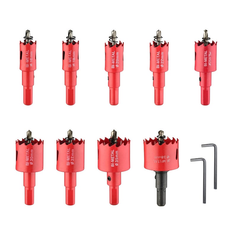 dashap 9PCS Bi-Metal Hole Saw Kit, Carbide Hole Saw Set for Thin Metal, Wood,Plywood, Cornhole, Ceiling, and Drywall - Image 1